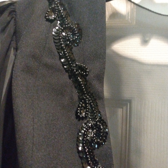 Beautiful sequin blouse, sheer back with low back w/bowtie and sheer sleeves - Picture 8 of 10